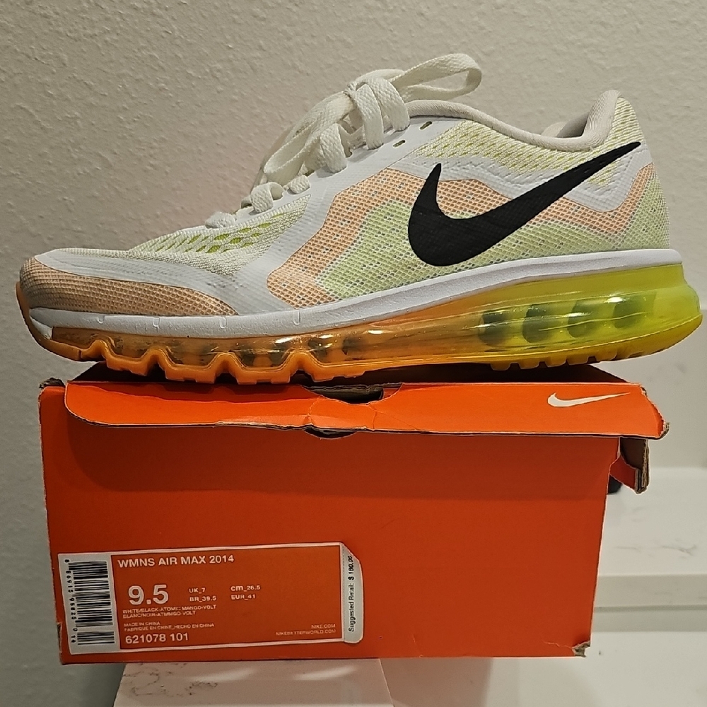 Nike Air Max 2014 White with Orange and Yellow Accents